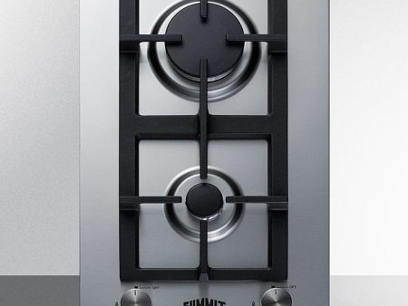 Summit GCJ2SS 12  Wide 2-burner Gas Cooktop In Stainless Steel For Sale